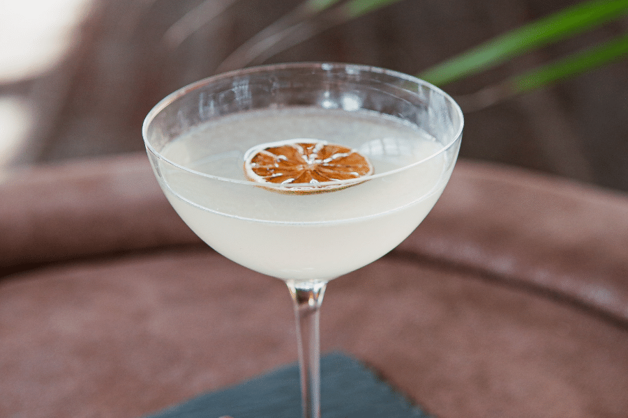 Balalaika cocktail with dehydrated orange garnish
